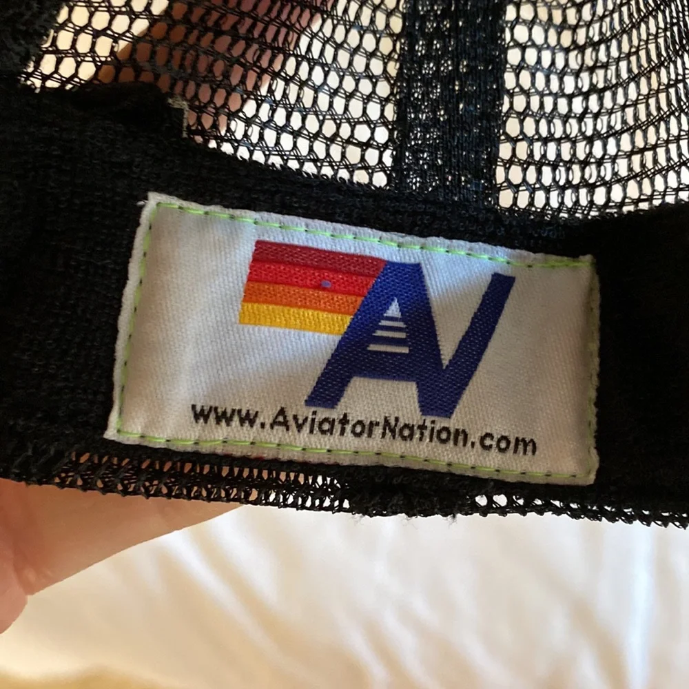 Aviator Nation Black Trucker Hat with Yellow Lightning Bolt